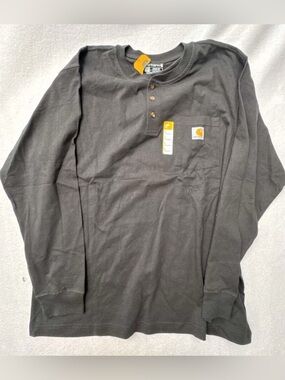 NWT Carhartt Men's Loose Fit Heavyweight Long Sleeve Henley Pocket T-Shirt